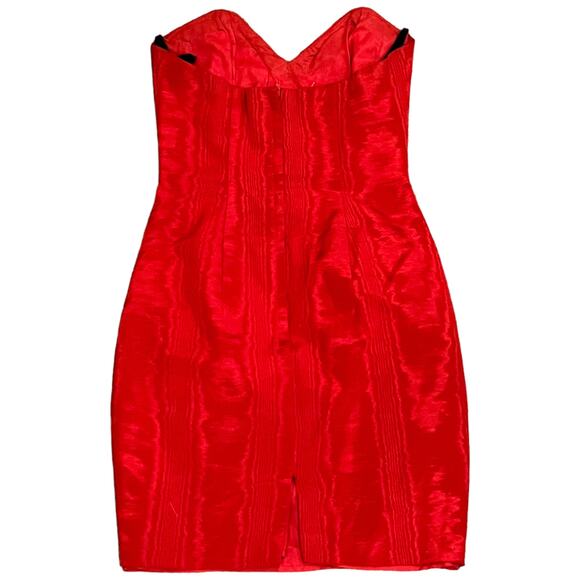 Jessica McClintock Gunne Sax Red Strapless Mini Dress with Gold Lace - Size 3/4 - Picture 10 of 16